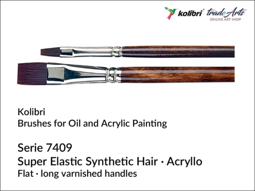 Pędzel płaski brązowy syntetyk do akryli Kolibri Acryllo 7409, Kolibri Acryllo 7409 pędzel płaski brązowy syntetyk do akryli, pędzel płaski do farb akrylowych brązowy syntetyk Acryllo 7409, pędzel akrylowy płaski brązowy syntetyk Kolibri Acryllo,