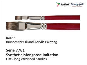 Pędzel do farb olejnych i akrylowych płaski Kolibri Synthetic Mongoose Imitation Flat, seria  7781/8