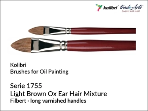 Pędzel do farb olejnych płaski, koci język Kolibri Ox Hair, seria 1755/18