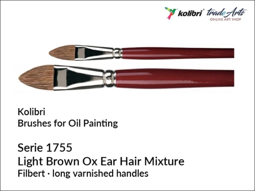 Pędzel płaski do farb olejnych Kolibri Natural Hair seria 1755, Kolibri Natural Hair seria 1755 pędzel płaski do farb olejnych, pędzel do farb olejnych płaski Natural Hair, pędzle płaskie do farb olejnych,