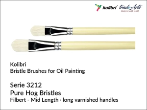 Pędzel do farb olejnych płaski, filbert Kolibri Pure Hog, , seria 3212/26