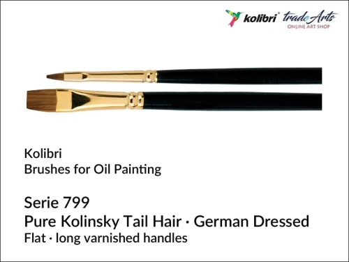Pędzel do farb olejnych płaski Kolibri Golden Star seria 799, Kolibri Golden Star seria 799 pędzle do farb olejnych płaskie, pędzle płaski do farb olejnych Kolibri, pędzle do farb olejnych, pędzle, pędzle malarskie, farby olejne,