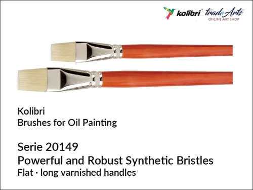 Pędzel płaski naturalna biała szczecina Kolibri Poly Top seria 20149, Kolibri Poly Top seria 20149 pędzel płaski do farb olejnych, pędzel szczecinowy do farb olejnych, pędzel płaski do farb olejnych Poly Top,