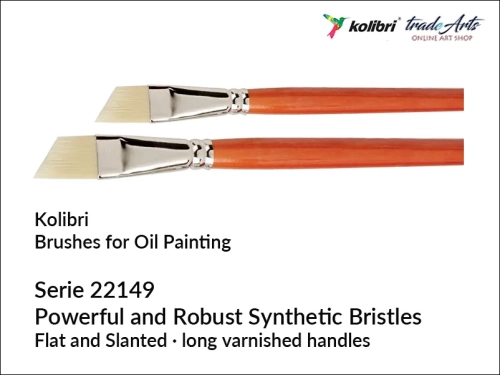 Pędzel płaski ścięty naturalna biała szczecina Kolibri Poly Top seria 22149, Kolibri Poly Top seria 22149 pędzel płaski ścięty do farb olejnych, pędzel szczecinowy do farb olejnych, pędzel płaski ścięty do farb olejnych Poly Top,
