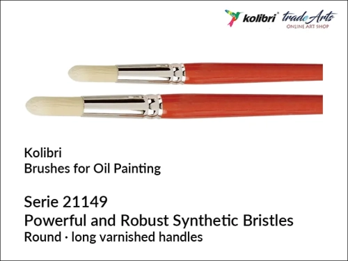 Pędzel okrągły naturalna biała szczecina Kolibri Poly Top seria 21149, Kolibri Poly Top seria 21149 pędzel okrągły do farb olejnych, pędzel szczecinowy do farb olejnych, pędzel okrągły do farb olejnych Poly Top,
