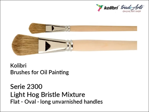 Pędzel paskowiec  owalny z białej szczeciny 2300 Kolibri, Kolibri - pędzel paskowiec 2300 z białej szczeciny, pędzle z białej szczeciny - paskowiec Kolibri, paskowiec, pędzel paskowiec, pędzel do farb olejnych paskowiec 2300 Kolibri, tradearts,