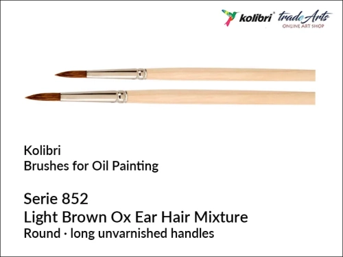 Pędzel do farb olejnych okrągły włosie naturalne Kolibri seria 852, Kolibri seria 852 pędzle do farb olejnych okrągłe włosie naturalne, pędzle okragłe do farb olejnych Kolibri, pędzle do farb olejnych, pędzle, pędzle malarskie, farby olejne,