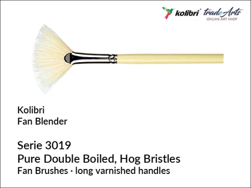 Pędzel wachlarzowy biała naturalna szczecina Kolibri 3019, Kolibri 3019 pędzel wachlarzowy z białej naturalnej szczeciny, pędzle wachlarzowe z naturalnej białej szczeciny, pędzle wachlarzowe,