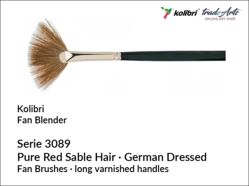 Pędzel wachlarzowy z włosia kuny Kolibri Red Sable Hair seria 3089, Kolibri Red Sable Hair seria 3089 pedzel wachlarzowy prawdziwa czerwona kuna, pędzle wachlarzowy Red Sable Hair, pędzel wachlarzowy,