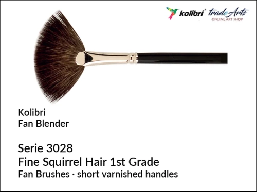 Pędzel wachlarzowy naturalna wiewiórka Kolibri 3028, Kolibri 3028 pędzel wachlarzowy prawdziwa wiewiórka, pędzle wachlarzowe z naturalnej wiewiórki, pędzle wachlarzowe rosyjska wiewiórka,