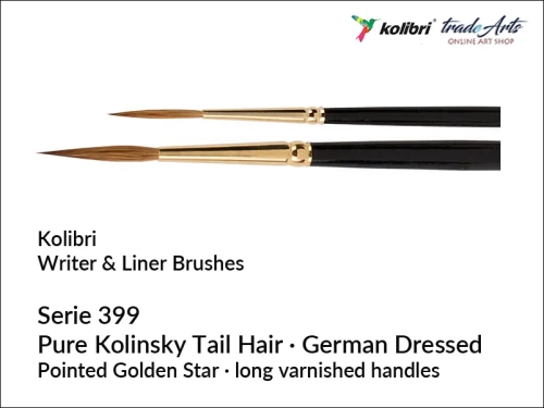Pędzel do kaligrafii okrągły Kolibri Kolinsky Golden Star seria 399, Kolibri Kolinsky Golden Star seria 399 pędzel do kaligrafii okrągły, pędzle do kaligrafii Kolibri, pędzle, pędzle Kolibri do pisania, kaligrafia, pedzle,