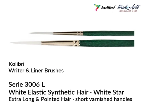 Pędzel okrągły biały syntetyk do liternictwa Kolibri White Star 3006 L, Kolibri White Star 3006 L pędzel okrągły syntetyk do pisania, pędzel okrągły do liternictwa biały syntetyk, pędzle okrągłe do pisania biały syntetyk, pędzle do liternictwa,