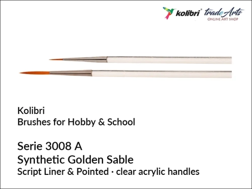 Pędzel okrągły złoty syntetyk do kaligrafii Kolibri Golden Sable 3008A, Kolibri Golden Sable 3008A pędzel okrągły złoty syntetyk do pisania, pędzel okrągły do liternictwa złoty syntetyk, pędzle okrągłe do kaligrafii, pędzle do liternictwa Golden Sable,