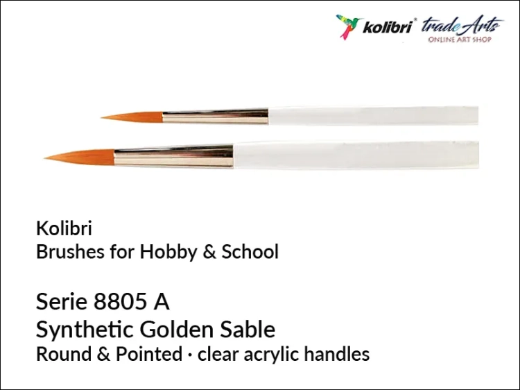 Pędzel okrągły uniwersalny syntetyk Kolibri Synthetic Golden Sable 8805A, Kolibri Synthetic Golden Sable 8805A pędzel uniwersalny okrągły złoty syntetyk, pędzel okrągły syntetyczny uniwersalny, pędzel uniwersalny okrągły syntetyk,