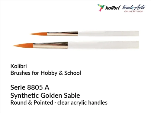 Pędzel okrągły uniwersalny syntetyk Kolibri Synthetic Golden Sable 8805A, Kolibri Synthetic Golden Sable 8805A pędzel uniwersalny okrągły złoty syntetyk, pędzel okrągły syntetyczny uniwersalny, pędzel uniwersalny okrągły syntetyk,