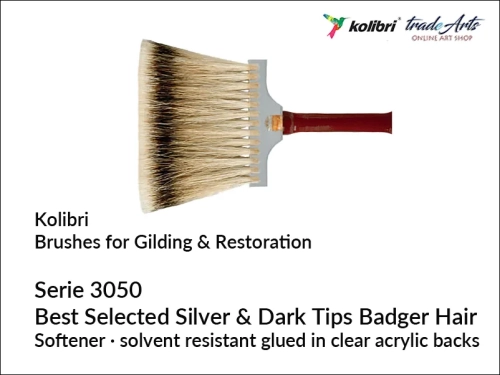 Pędzel płaski naturalne włosie borsuka Kolibri seria 3050/3", Kolibri seria 3050/3" pędzel płaski z prawdziwego włosia borsuka, pedzel uniwersalny płaski z włosia borsuka, pędzel płaskie z naturalnego włosia borsuka,