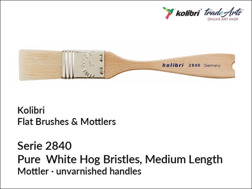 Kolibri Bristle Mottler mieszanka biała naturalna szczecina seria 2840, Kolibri seria 2840 pędzel płaski naturalna szczecina modler, pędzel płaski do werniksowania naturalna szczecina, pędzel płaski szczecina biała naturalna,