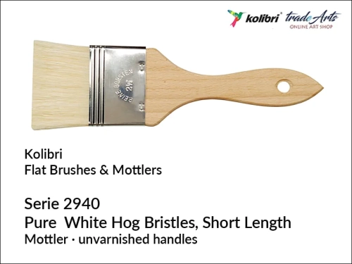 Pędzel płaski biała szczecina naturalna modler Kolibri seria 2940, Kolibri seria 2940 pędzel płaski naturalna szczecina modler, pędzel płaski do werniksowania naturalna szczecina, pędzel płaski szczecina biała naturalna, modler,