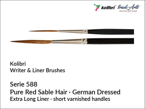 Kolibri Red Sable Brushes Long Liner serie 588, pędzel okrągły long liner Kolibri seria 588, pędzel liner okrągły Kolibri 588, liner, long liner, pędzle do kaligrafii, linery, rigger, Kolibri,