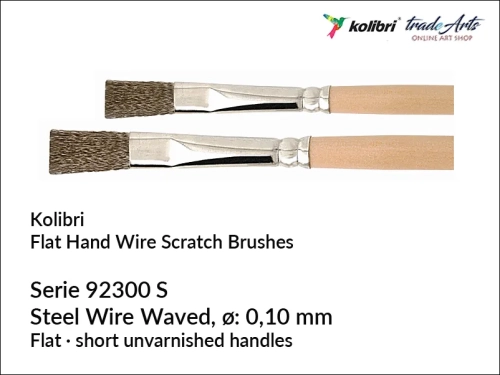 Kolibri Flat Hand Wire Brushes - Steel wire waved serie 92300S/12, pędzle płaskie z włosia falistego stalowego Kolibri seria 92300S/12, pędzle płaskie z drutu falistego stalowego, pędzle z włosia stalowego,
