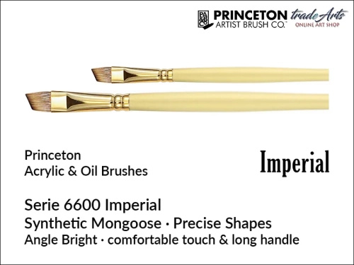 Pędzel płaski skośny Princeton Imperial Angular Bright, Princeton Imperial Angular Bright pędzel płaski skośny, Princeton Imperial pędzle syntetyczna mangusta. pędzel płaski skośny uniwersalny, pędzle do farb olejnych Princeton Imperial Mongoose,