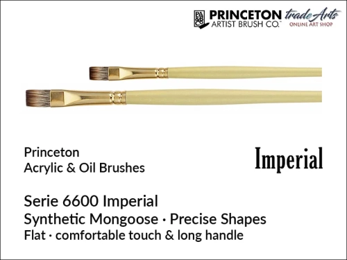 Pędzle do farb olejnych Princeton Imperial 6600 Flat, pędzle do farb olejnych syntetyczna mangusta Imperial 6600 Flat, Princeton Synthetic Mongoose pędzle płaskie do farb olejnych Imperial 6600, Princeton Imperial 6600 pędzle syntetyczna mangusta,