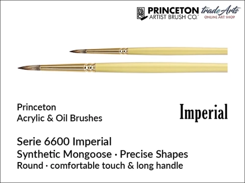 Pędzle do farb olejnych Princeton Imperial 6600 Round, pędzle do farb olejnych syntetyczna mangusta Imperial 6600 Round, Princeton Synthetic Mongoose pędzle okrągłe do farb olejnych Imperial 6600, Princeton Imperial 6600 pędzle syntetyczna mangusta,