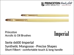 Pędzel do farb olejnych i akrylowych płaski filbert Princeton Imperial 6600 Synthetic Mongoose Short Filbert, rozmiar 6