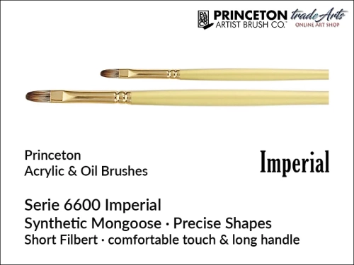 Pędzle do farb olejnych Imperial 6600 Short Filbert, pędzle do farb olejnych syntetyczna mangusta Imperial 6600 Short Filbert, Princeton Synthetic Mongoose pędzle filbert do farb olejnych Imperial 6600,