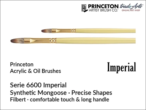 Pędzle do farb olejnych Princeton Imperial 6600 Filbert, pędzle do farb olejnych syntetyczna mangusta Imperial 6600 Filbert, Princeton Synthetic Mongoose pędzle płaskie do farb olejnych Imperial 6600, Princeton Imperial 6600 pędzle syntetyczna mangusta,