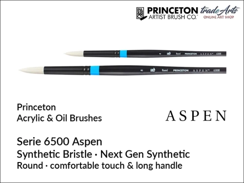 Pędzle do farb olejnych Princeton Aspen 6500, pędzle do farb olejnych szczecina syntetyczna Aspen 6500, Princeton pędzle okrągłe do farb olejnych Aspen 6500, Princeton Aspen 6500 pędzle okrągłe do farb akrylowych i olejnych, Aspen 6500 Princeton,
