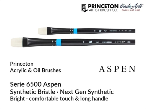 Princeton Aspen 6500 Bright pędzel do farb olejnych, Princeton Aspen 6500 Bright syntetyk do farb olejnych i akrylowych, pędzle Princeton Aspen 6500, pędzle syntetyczne Princeton Aspen 6500 Bright,