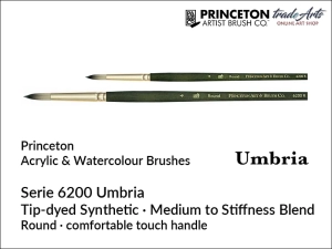 Pędzel do farb olejnych i akrylowych okrągły Princeton Umbria 6200 Tip-dyed Synthetic Round, rozmiar  1