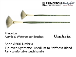 Pędzel do farb olejnych i akrylowych wachlarzowy Princeton Umbria 6200 Tip-dyed Synthetic Fan, rozmiar  3