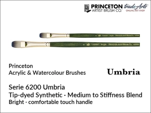 Pędzel do farb olejnych i akrylowych płaski Princeton Umbria 6200 Tip-dyed Synthetic Bright, rozmiar  4