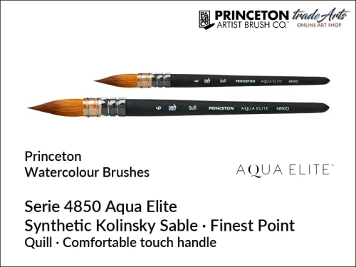 Princeton Aqua Elite 4850 Quill pędzel okrągły do akwareli, pędzel okrągły do farb akwarelowych Princeton Aqua Elite 4850 Quill, pędzel akwarelowy Aqua Elite Quill, pędzel okrągły Princeton Aqua Elite Quill, pędzel piórowy Aqua Elite Quill,