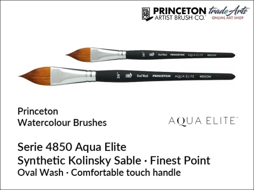 Princeton Aqua Elite - pędzel płaski Oval Wash, pędzel płaski syntetyczny Aqua Elite 4850 Oval Wash Princeton, pędzle do akwareli Aqua Elite 4850 Princeton, Princeton Aqua Elite 4850 - pędzle syntetyczne do akwareli, Aqua Elite 4850 Princeton,