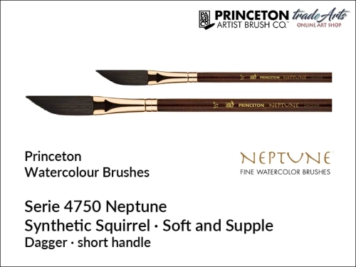 Pędzel skośny zaokrąglony Dagger Striper Princeton Neptune 4750, Princeton Neptune 4750 Dagger Striper - pędzel do akwareli, pędzle syntetyczne do akwareli, pędzle syntetyczne do akwareli, pędzle akwarelowe, Princeton, tradearts,