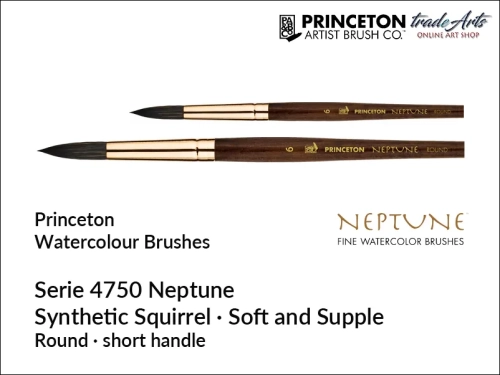 Pędzel do akwareli okrągły syntetyk Princeton Neptune Round 4750, Princeton Neptune Round 4750 - pędzel akwarelowy okrągły syntetyk, pędzle syntetyczne okrągłe do akwareli Princeton,  pędzle akwarelowe syntetyczne, Princeton Neptune,