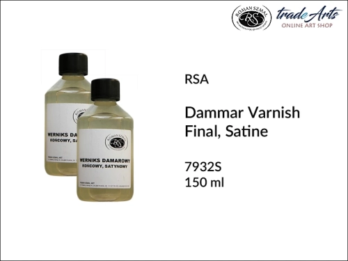Werniks damarowy satynowy w płynie RSA,  RSA werniks damarowy satynowy, werniks damarowy satynowy końcowy, werniks damarowy, werniks damarowy do farb olejnych, satynowy werniks damarowy, farby olejne,