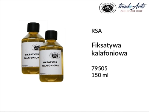 Fiksatywa kalafoniowa w płynie RSA, fiksatywa kalafoniowa do pasteli, fiksatywa kalafoniowa w płynie do rysunków węglem, fiksatywa kalafoniowa do prac z ołówkiem, fiksatywa, werniks, kalafonia, tradearts,