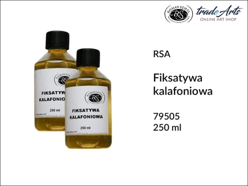Fiksatywa kalafoniowa w płynie RSA, fiksatywa kalafoniowa do pasteli, fiksatywa kalafoniowa w płynie do rysunków węglem, fiksatywa kalafoniowa do prac z ołówkiem, fiksatywa, werniks, kalafonia, tradearts,