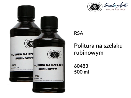 Politura na szelaku rubinowym RSA, RSA politura na szelaku rubinowym, werniks do złoceń, politura do drewna, szelak rubinowy, politura, politurowanie, tradearts,