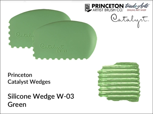 Rakla silikonowa Catalyst Wedge W-03 Green, klin silikonowy Catalyst Wedge W-03 Green, Princeton Catalyst Wedge - klin silikonowy W-03 Green, rakla malarska Catalyst Wedge W-03 Green, rakle malarskie, rakla, klin malarski,
