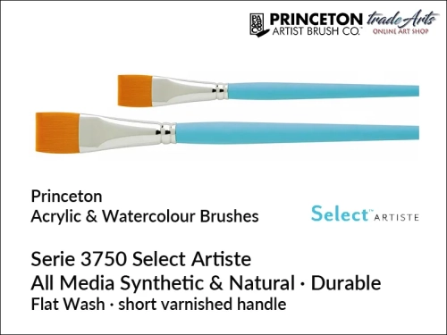 Princeton Select Artiste 3750 - Filbert Flat Wash Brushes,  pędzel płaski Flat Wash 1" Princeton  3750 Select Artiste, pędzle płaskie Flat Wash, pędzel Flat Wash 1" Princeton Select Artiste, pędzle płaskie,  Princeton Brushes,