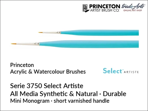 Princeton Select Artiste 3750 - Round Mini Monogram,  pędzel okrągły Mini Monogram 20/0 Princeton  3750 Select Artiste, pędzle okrągłe Mini Monogram, pędzel okrągły Mini Monogram 20/0 Princeton Select Artiste, Princeton Brushes,