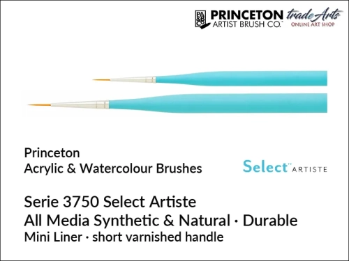 Princeton Select Artiste 3750 - Mini Liner,  pędzel okrągły Mini Liner 20/0 Princeton  3750 Select Artiste, pędzle okrągłe Mini Liner, pędzel okrągły Mini Liner 20/0 Princeton Select Artiste, Princeton Brushes,