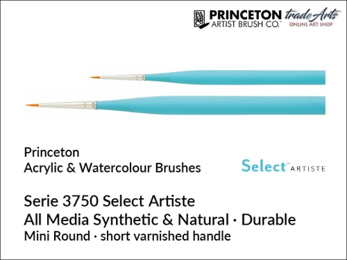 Princeton Select Artiste 3750 - Mini Round,  pędzel okrągły Mini Round 5/0 Princeton  3750 Select Artiste, pędzle okrągłe Mini Round, pędzel okrągły Mini Round 5/0 Princeton Select Artiste, Princeton Brushes,