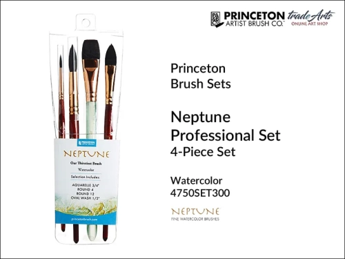 Princeton Neptune 4750SET300 zestaw pędzli akwarelowych, zestaw pędzli Princeton Neptune 4750SET300, komplet pędzli akwarelowych Princeton, zestaw pędzli Princeton Neptune, pędzle Princeton Neptune,