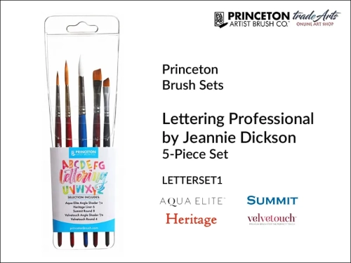 Princeton  Lettering Brush Set zestaw pędzli do kaligrafii i liternictwa, zestaw pędzli do liternictwa Princeton Lettering Brush Set, komplet pędzli do kaligrafii Princeton, zestaw pędzli Princeton Lettering Brush Set, pędzle,